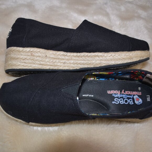 Bob’s from Skechers High Jinx Espadrilles Slip-On Platform Sneakers Size 8.5 Bla - Picture 6 of 13